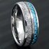 Men's 8mm Tungsten Blue Meteorite Inspired Inlay Comfort-Fit Wedding Band